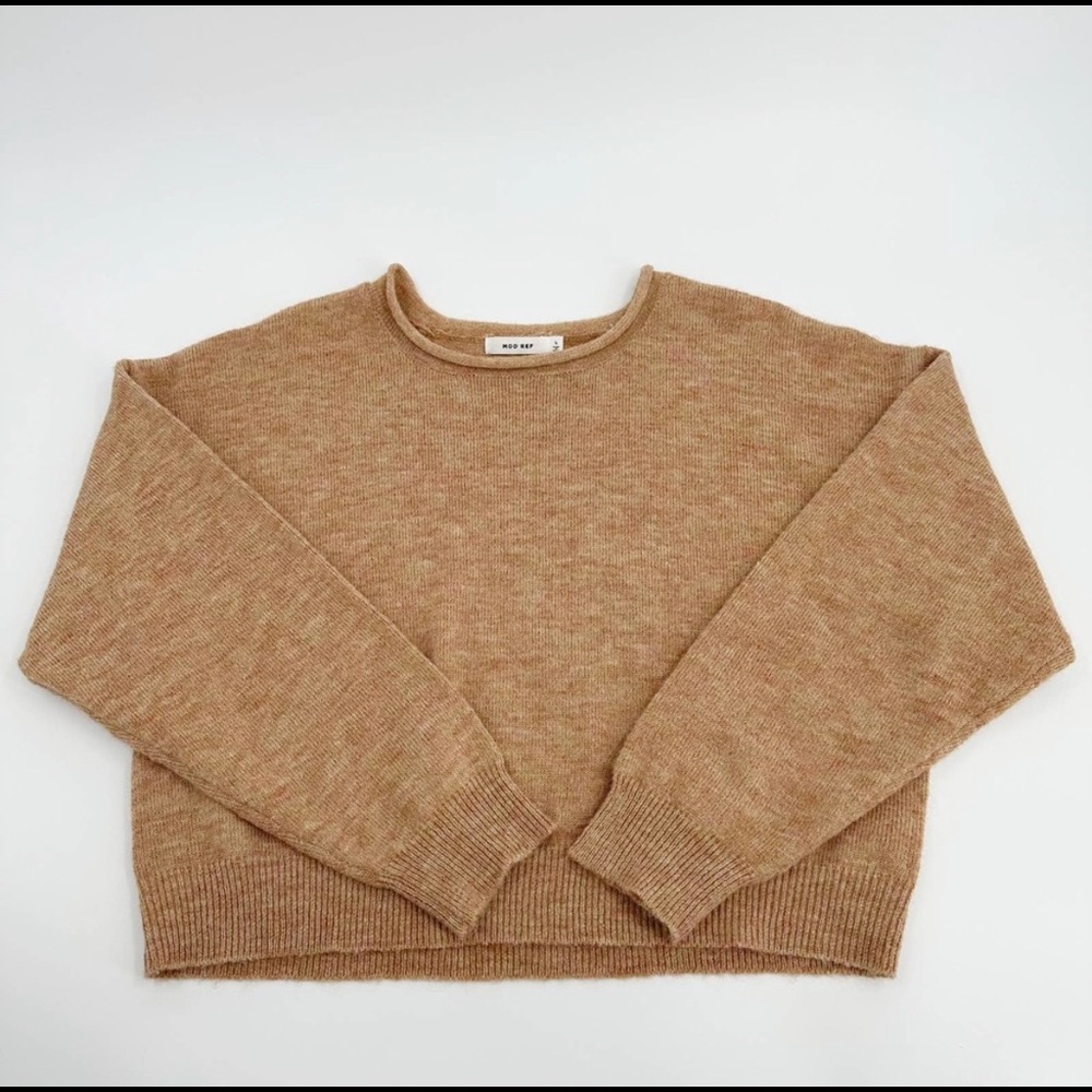 Mod Ref Boxy Wool Blend Crew Neck Sweater in Peach/Orange Size Large
